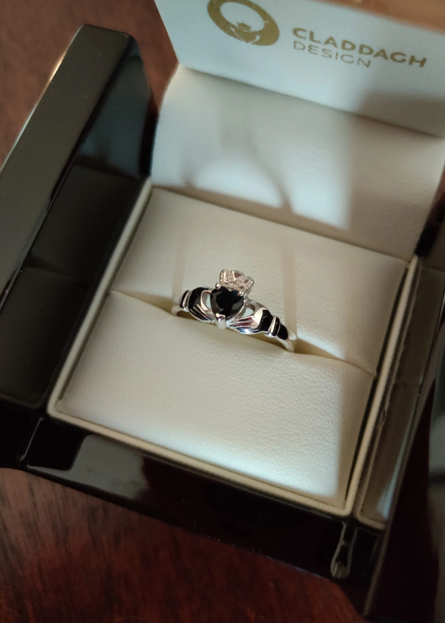 Gemstone Claddagh Ring White Gold - Image 3