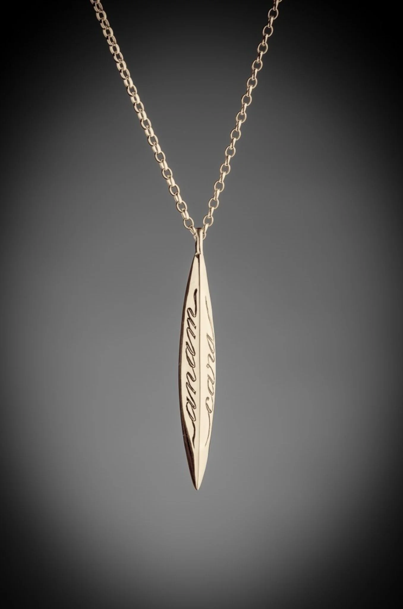 Gold Script Anam Cara Pendant