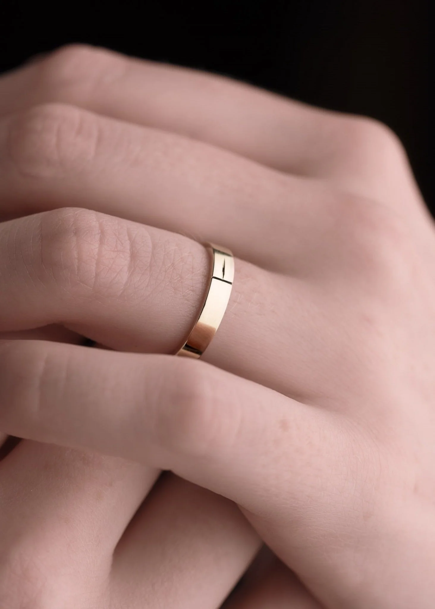 Gold Ogham Wedding Band Ladies - Image 3