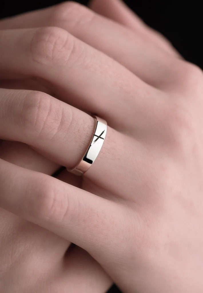 Ogham Wedding Ring White Gold 3mm Flat - Image 5