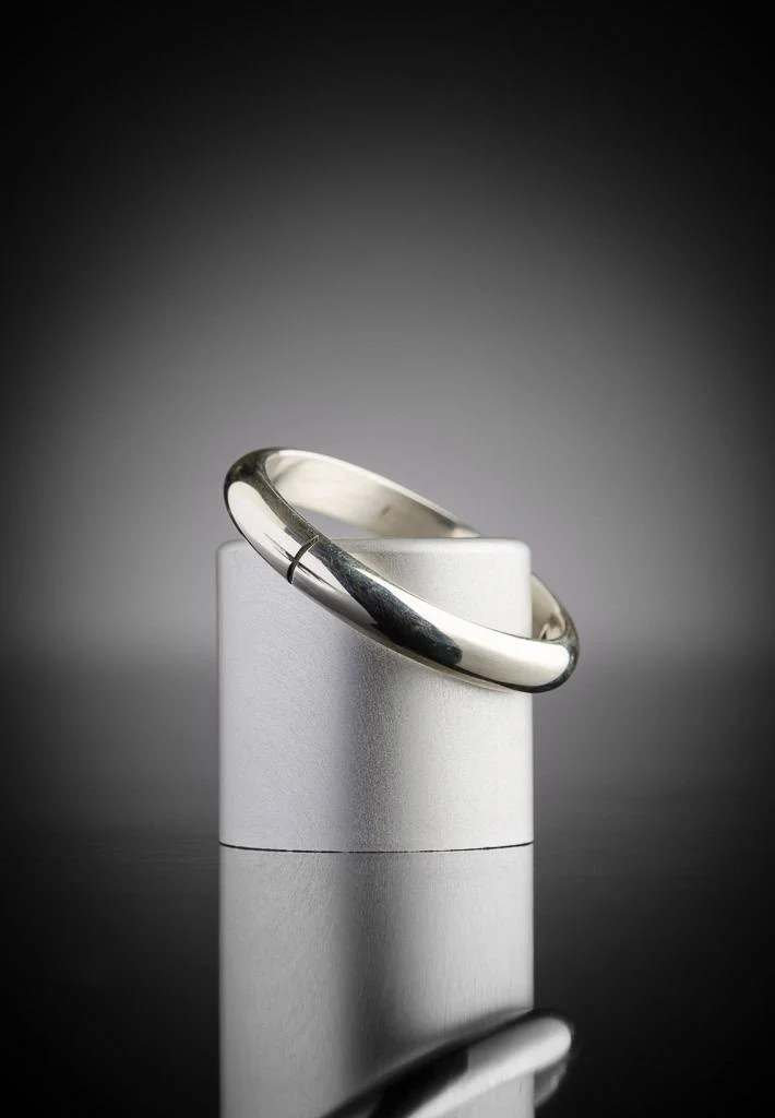 White Gold Ogham Ring Women's Court 3mm