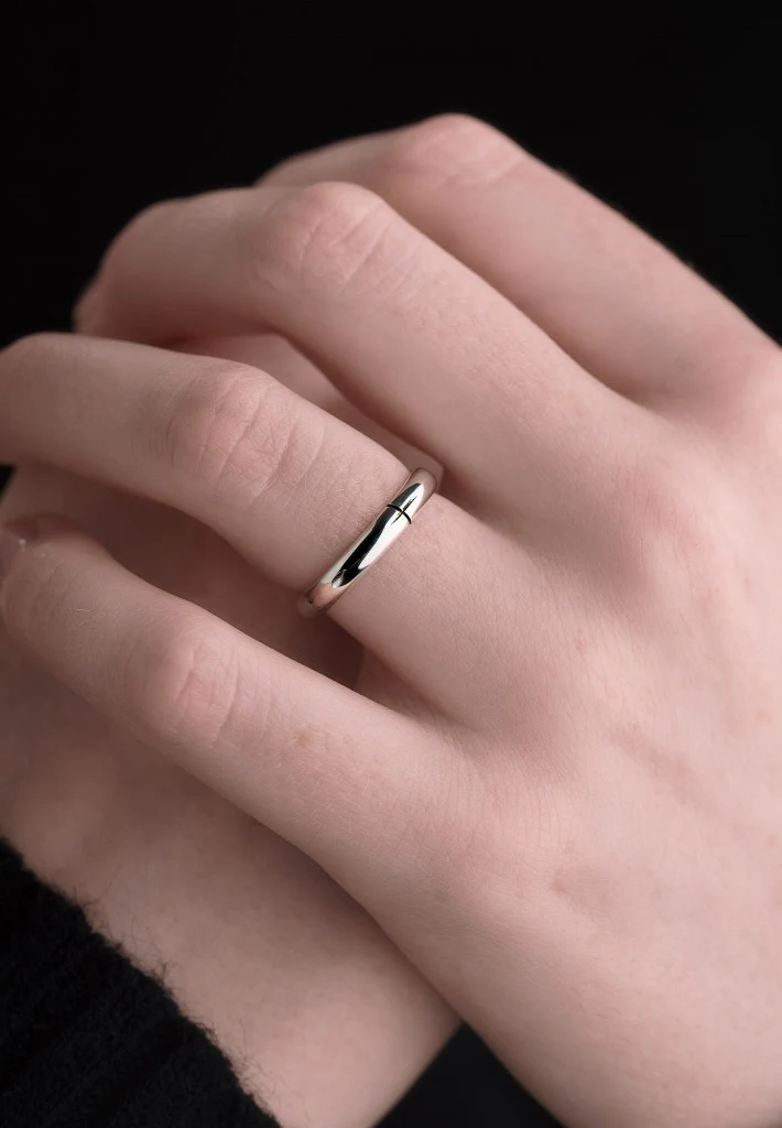 White Gold Ogham Ring Women's Court 3mm - Image 2