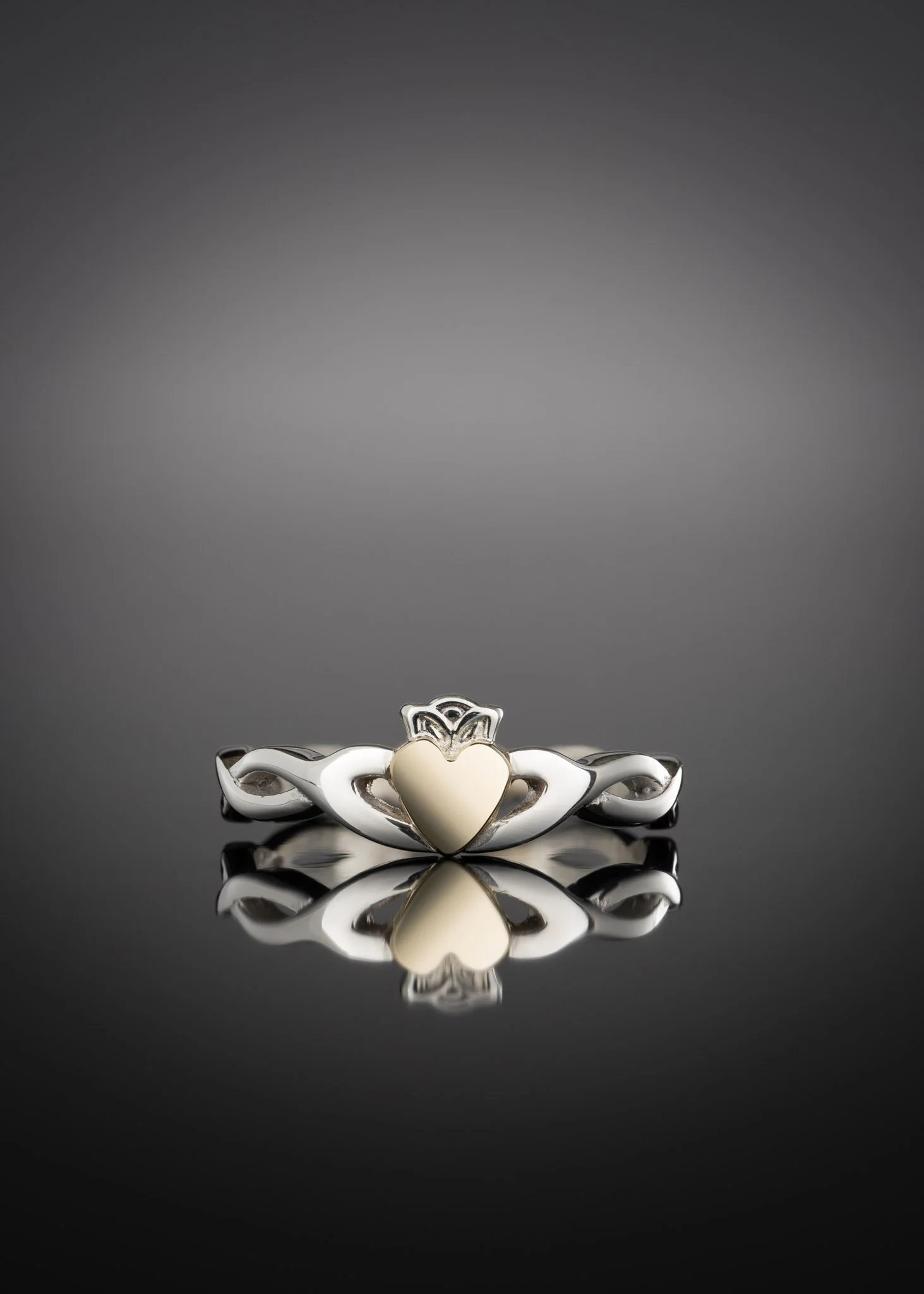 Two Tone Gold Claddagh Ring Weave Band